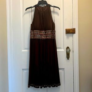 JS Boutique Dress beaded sleeveless brown size 6